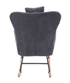 Teddy Upholstered Nursery Rocking Chair for Living Room Bedroom(DARK GREY Teddy) - Grand Goldman Shop