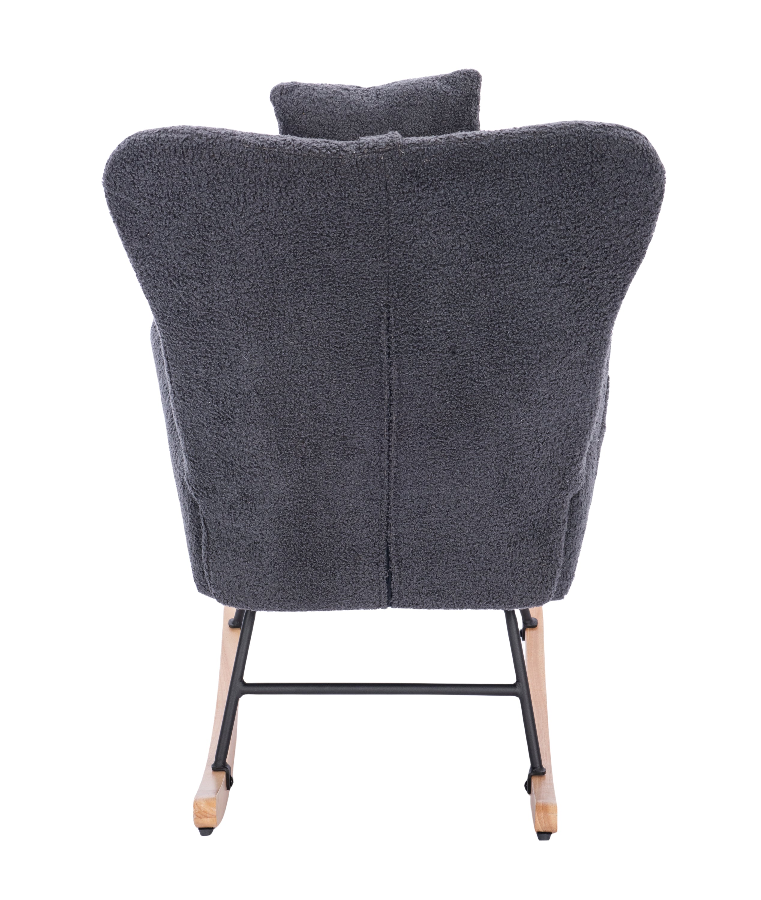 Teddy Upholstered Nursery Rocking Chair for Living Room Bedroom(DARK GREY Teddy) - Grand Goldman Shop