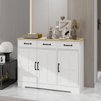 Farmhouse Buffet Cabinet Storage Sideboard with 3 Drawers and 3 Doors for Dining Living Room Kitchen Cupboard-White - Grand Goldman Shop