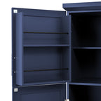 [Assembly Video Provided] TOPMAX 35.5x17.6x70.9inch Freestanding Kitchen Pantry Cabinet, Tall Storage Cabinet with 4 Doors, 2 Door Shelves, 8 Pull-out Trays and Adjustable Shelf for Dining Room, Blue - Grand Goldman Shop