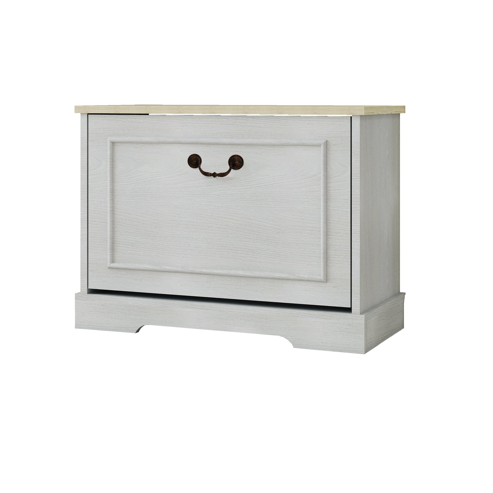 Shoe Storage Bench with 1 Flip Drawer and Adjustable Shelf, Small Shoe Cabinet  for Entryway, Hallway, Bedroom-Antique White - Grand Goldman Shop