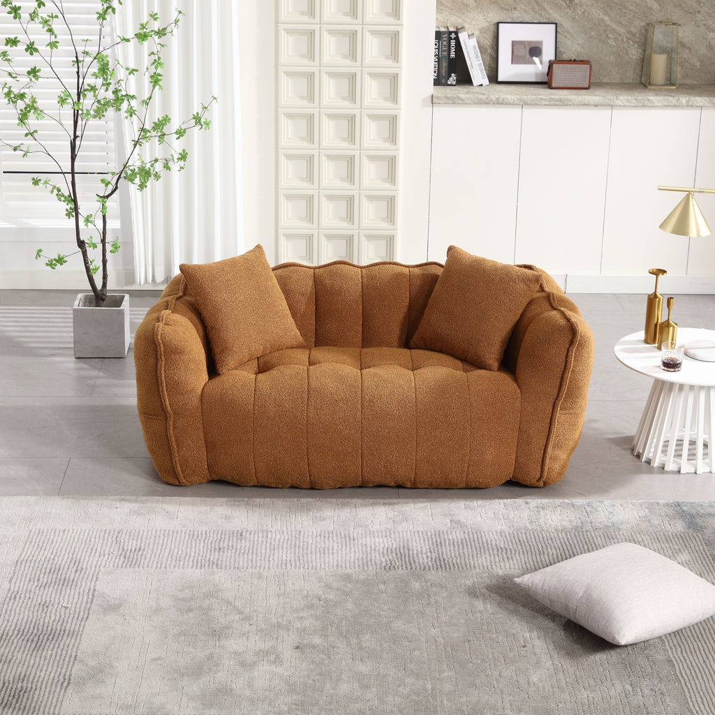 Cozy Beanbag Chair with High Resilience Foam Core for Two - Yellow Chenille, 66x35x25 inches - Grand Goldman Shop