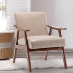 Mid-Century Modern Wingback Accent Chair with Solid Wood Frame and Extra-Thick Backrest – Lounge Chair for Living Room, Bedroom, or Reading Room - Grand Goldman Shop