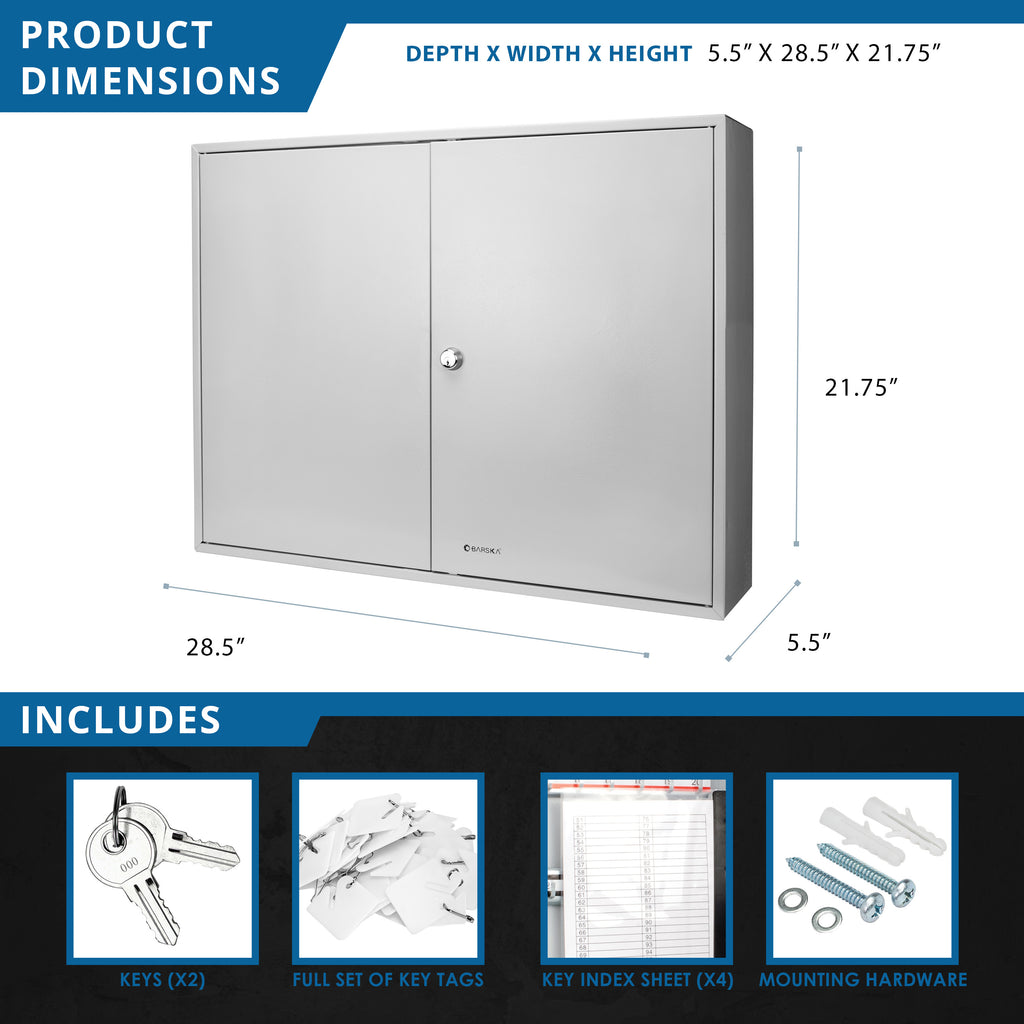 Steel Key Cabinet with Key Lock, 320 Capacity, Gray - Grand Goldman