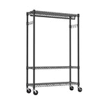 Heavy Duty Rolling Garment Rack 3 Tiers Adjustable Wire Shelving Clothes Rack with 1 Rods and Side Hooks,Storage Closet Clothing Rack with Wheels Black 15.7' D x 45.3' W x 75.6' H, Black - Grand Goldman Shop