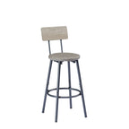 Long Bar Table Set with 3 PU Upholstered Bar Stools, Industrial Bar Table and Chairs for Kitchen Breakfast Table, Living Room, Banquet Hall, Rustic Gray and Black, 63″L x15.7'W x 37.5'H - Grand Goldman Shop