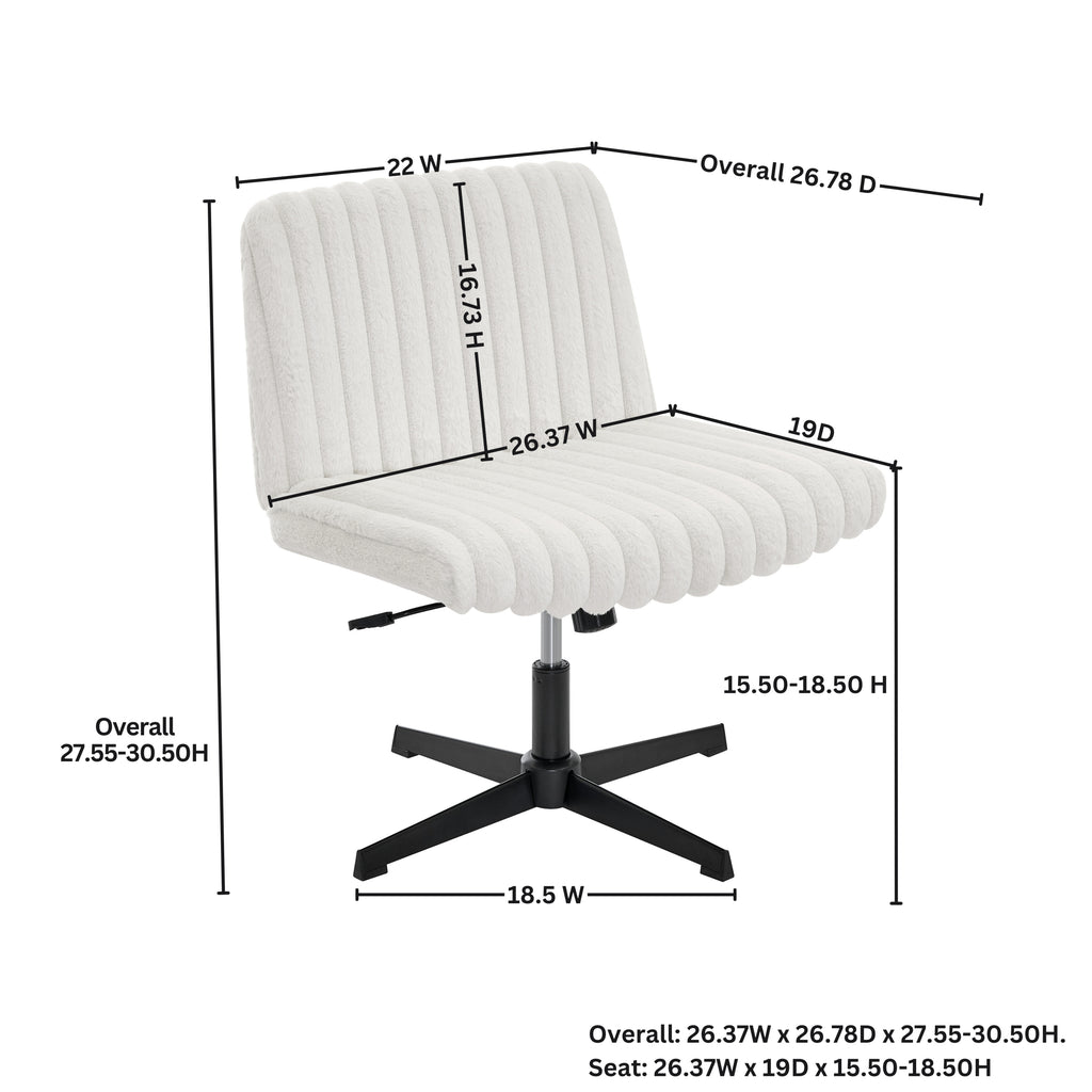 Blynn Adjustable Swivel Criss Cross Chair, Wide Seat Office Chair Vanity Chair, Cream White | Premium Home Decor - Grand Gold