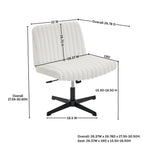Blynn Adjustable Swivel Criss Cross Chair, Wide Seat Office Chair Vanity Chair, Cream White | Premium Home Decor - Grand Gold