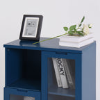 Navy Blue MDF Painted Cabinet with Glass Doors, Drawer, and Open Storage Space for Bedroom and Living Room - Grand Goldman Shop