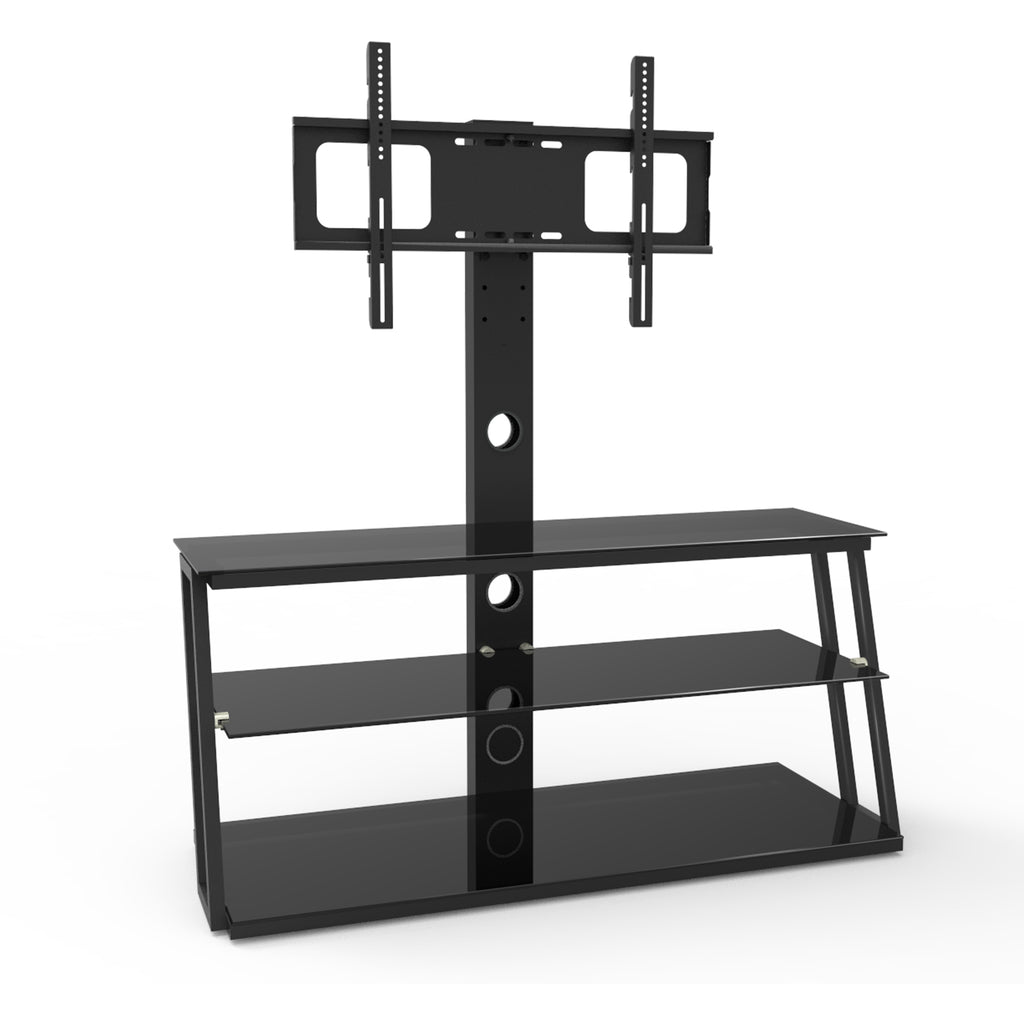 Multi-Function Adjustable TV Stand Black Tempered Glass - Grand Goldman Shop