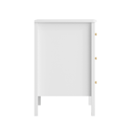 White 3 Drawer Dresser for Bedroom, Modern MDF Painted Chest of Drawers with Gold Knobs, Wooden Storage Cabinet for Kids, Nur