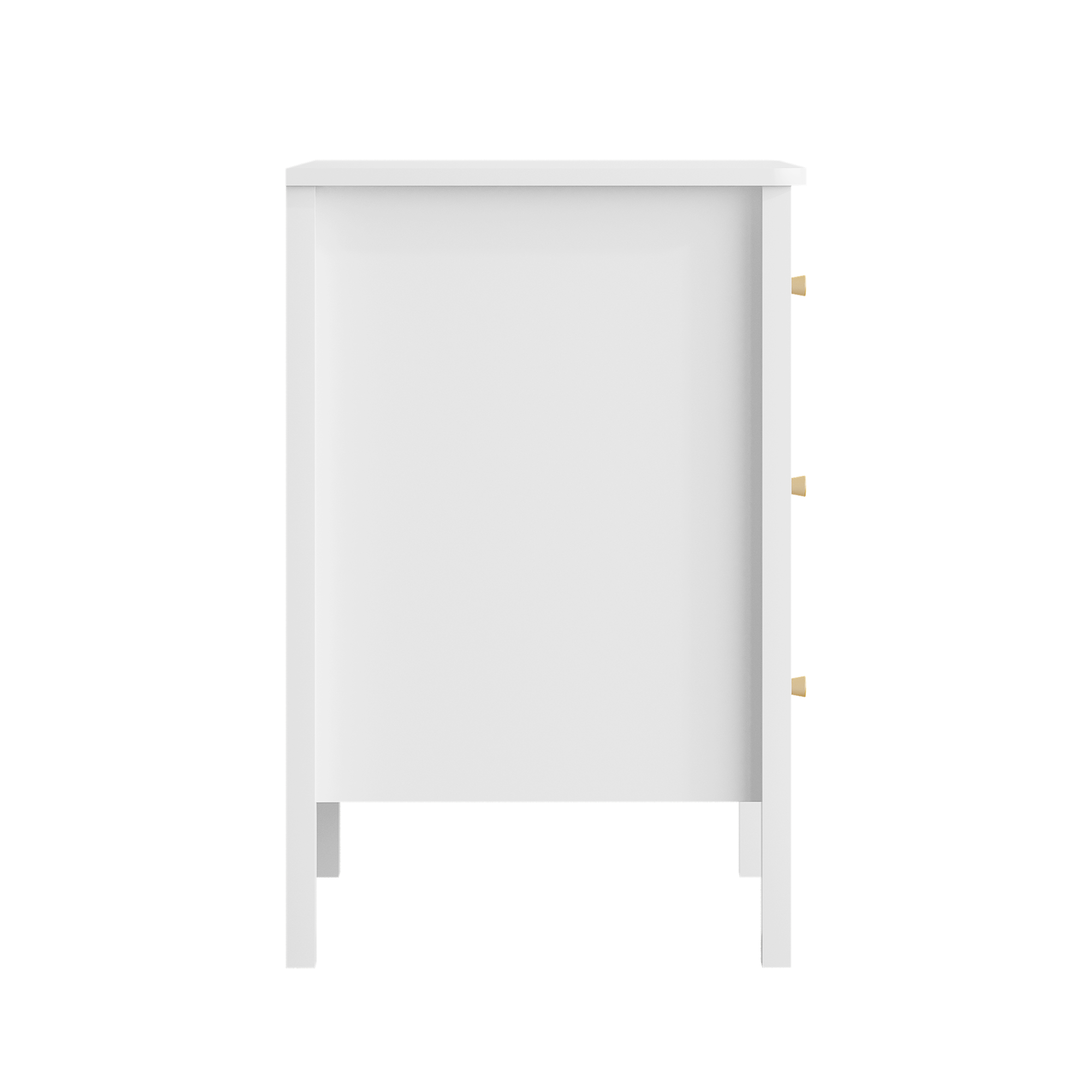 White 3 Drawer Dresser for Bedroom, Modern MDF Painted Chest of Drawers with Gold Knobs, Wooden Storage Cabinet for Kids, Nur