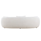 Mid Century Modern Curved Living Room Sofa, 4-Seat Boucle Fabric Couch for Bedroom, Office, Apartment, off white(beige and white) - Grand Goldman Shop