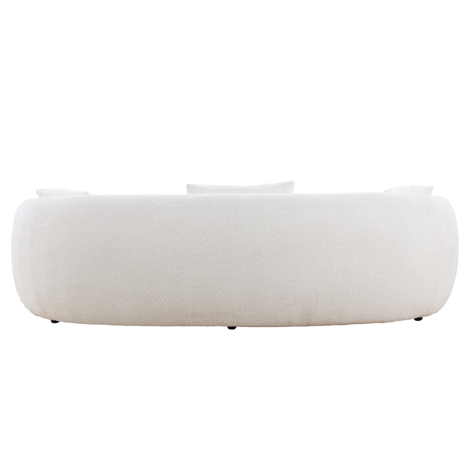 Mid Century Modern Curved Living Room Sofa, 4-Seat Boucle Fabric Couch for Bedroom, Office, Apartment, off white(beige and white) - Grand Goldman Shop