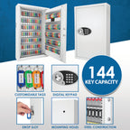 Secure 144 Keys Key Cabinet with Digital Keypad in White Steel | Premium Home Decor - Grand Goldman