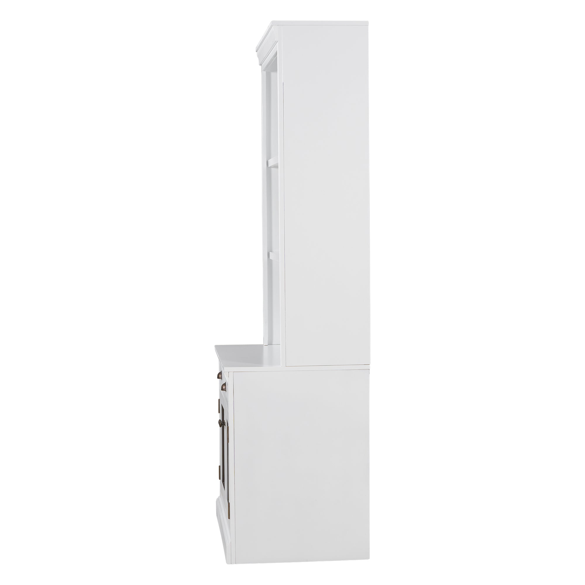 83.4'Tall Bookshelf Suite with LED Lighting, Modern Bookcases with Glass Doors and Drawers,2-Piece Set Storage Bookcase Suite