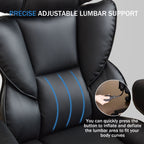 Office Chair with Foot Rest and Waist Lumber Support, Ergonomic Gaming Chair with Adjustable Height Headrest, High-Back Leath