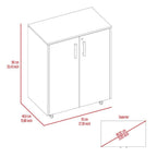 Storage Cabinet, Casters, Double Door, Two Interior Shelves -Black - Grand Goldman