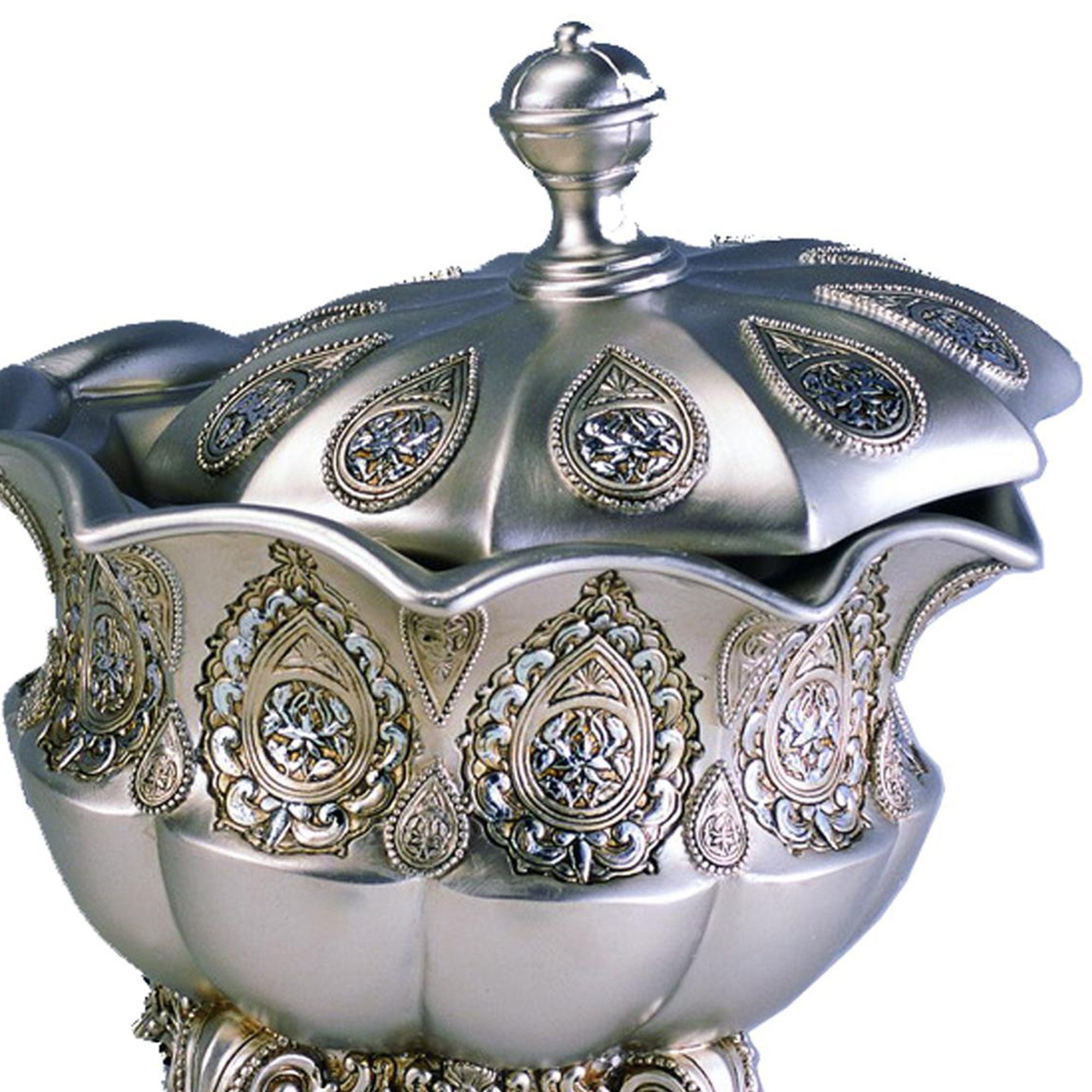 8' Tall Polyresin Decorative Jewelry Box, Silver Royal design - Grand Goldman Shop
