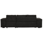 Modern L-Shape 3 Seat Reversible Sectional Couch with Pull Out Sleeper Sofa, Storage Chaise, 2 Stools, Charcoal Grey, Linen Chenille - Grand Goldman Shop