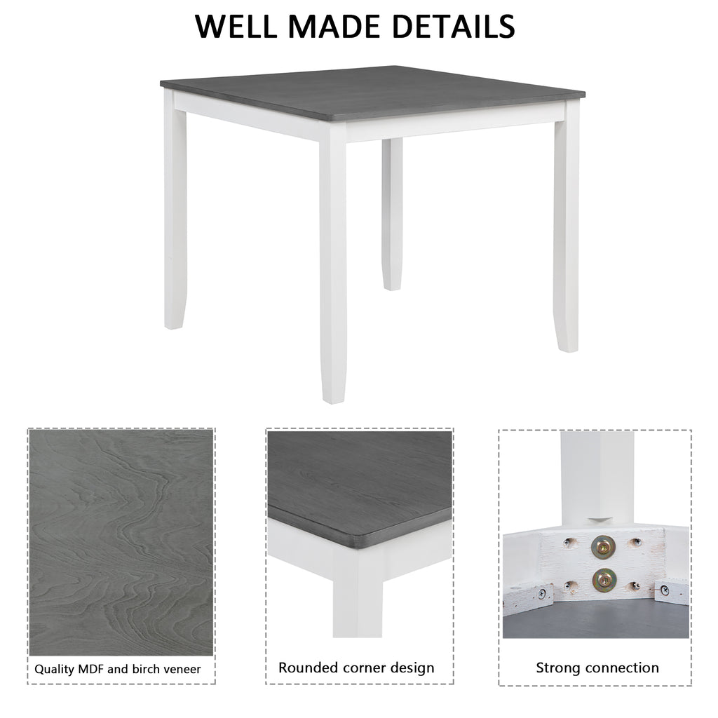 Modern 5-Piece Dining Table Set with 4 Chairs for Kitchen or Dining Room – Grey & White Two-Tone - Grand Goldman Shop