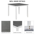 Modern 5-Piece Dining Table Set with 4 Chairs for Kitchen or Dining Room – Grey & White Two-Tone - Grand Goldman Shop
