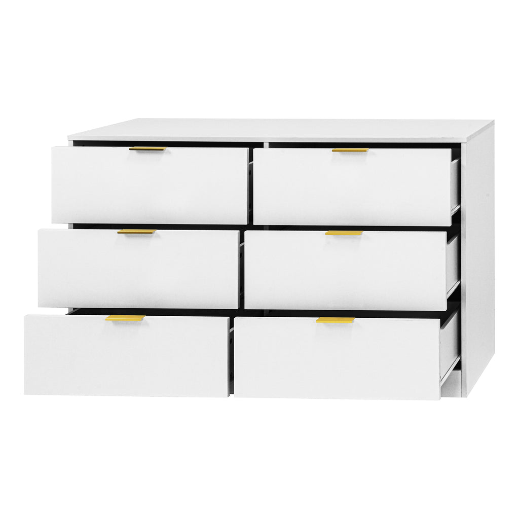 Simply Modern 6-Drawer Dresser, Chest of Drawers for Bedroom, Living Room, Hallway, and Entryway - Large Storage Cabinet White - Grand Goldman Shop