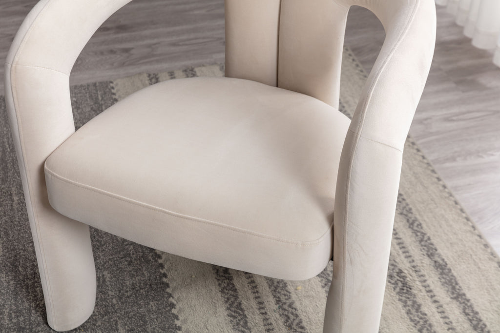 Contemporary Designed Velvet Fabric Upholstered Accent/Dining Chair /Barrel Side Chairs Kitchen Armchair for Living Room set of 2 (Beige Velvet) - Grand Goldman Shop