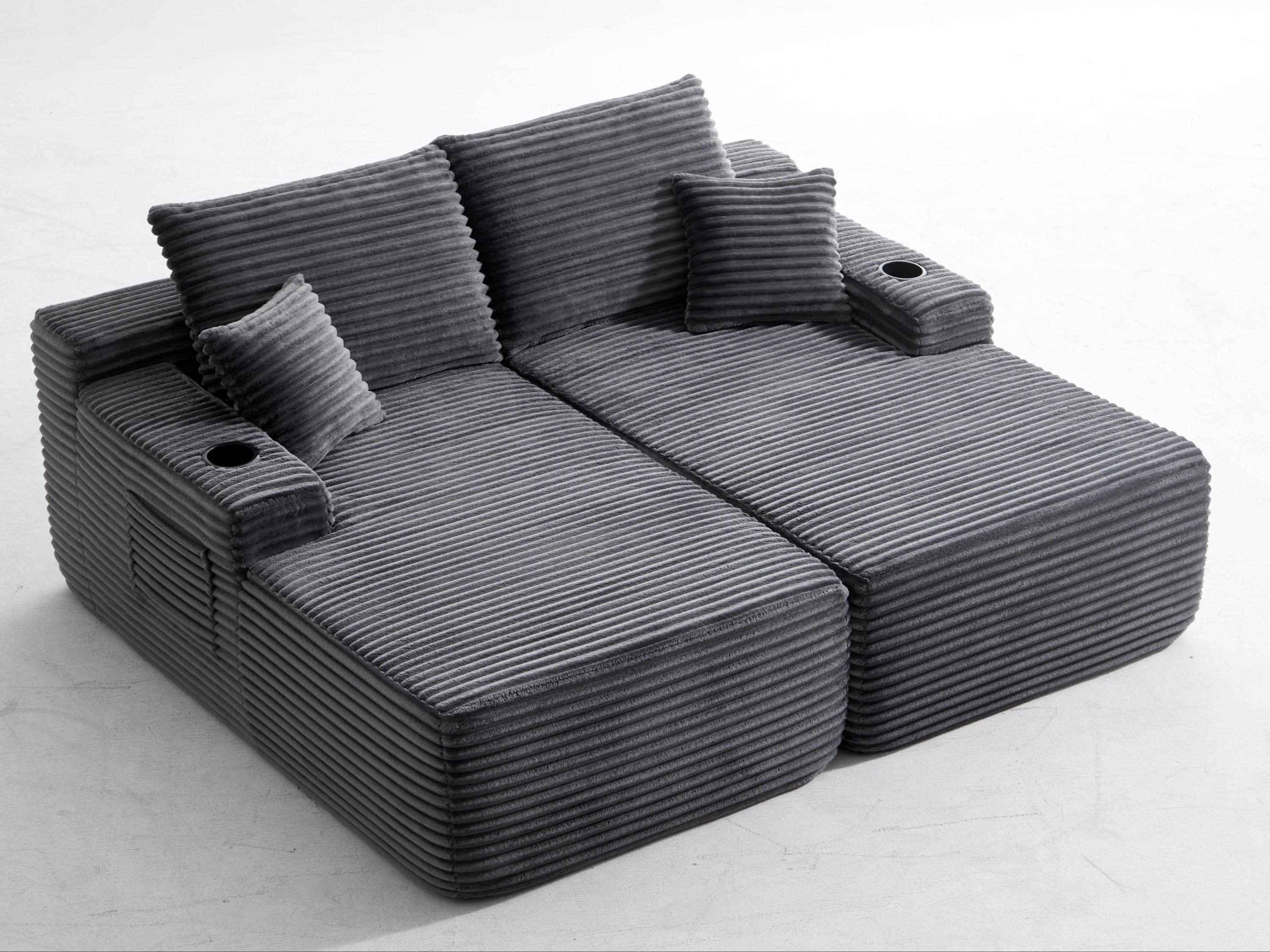 69'Cloud Sectional Couch, L-Shape Chaise with R-Shape Chaise with Deep Seat and Comfortable 2 Seater Couch for Modern Living Room,(Plush Fabric),Grey - Grand Goldman Shop