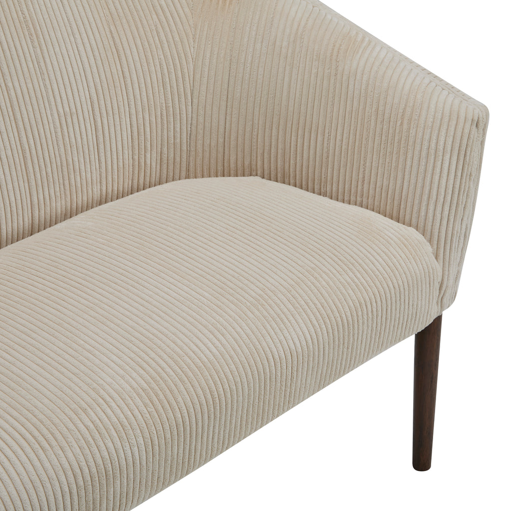 Corduroy Recessed Arm Loveseat(Beige+Walnut-65780) - Grand Goldman Shop
