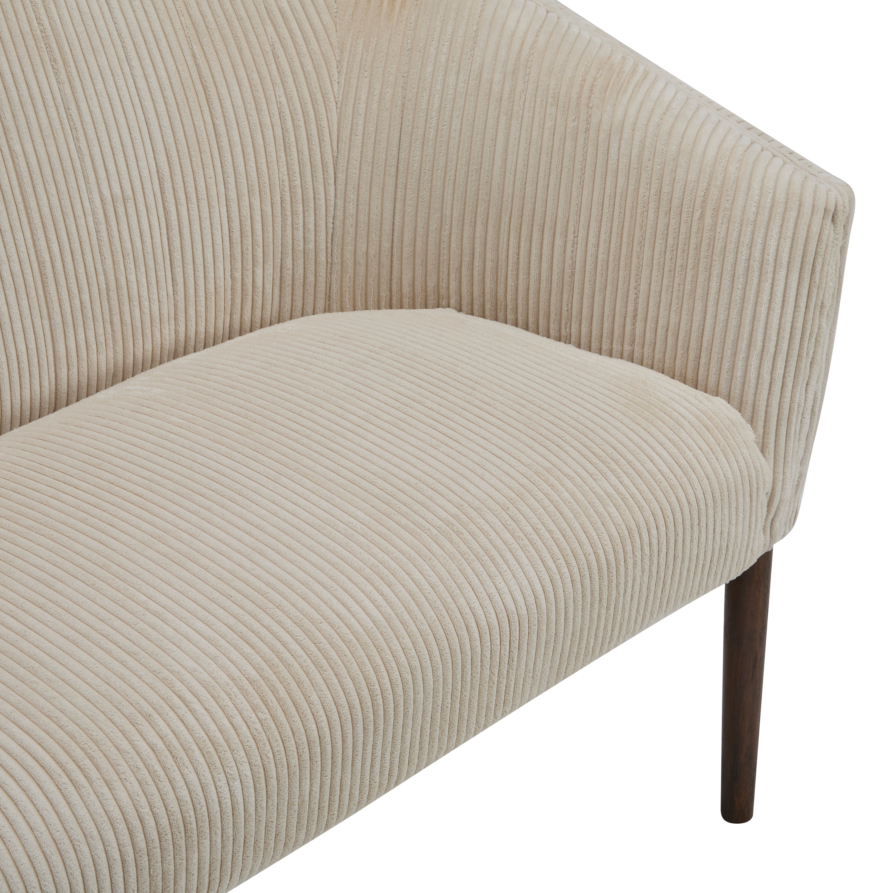 Corduroy Recessed Arm Loveseat(Beige+Walnut-65780) - Grand Goldman Shop