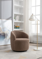 Teddy Fabric Swivel Accent Armchair Barrel Chair With Black Powder Coating Metal Ring,Coffee Brown - Grand Goldman Shop