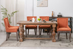 A&A Furniture,Ultra Side Dining Chair，Thickened fabric chairs with neutrally toned solid wood legs， Bronze nail head，Set of 2，Orange - Grand Goldman Shop