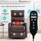 Heat Massage Manual Recliner Chair with Rocker and Swivel in Fabric for Living Room, Brown - Grand Goldman Shop