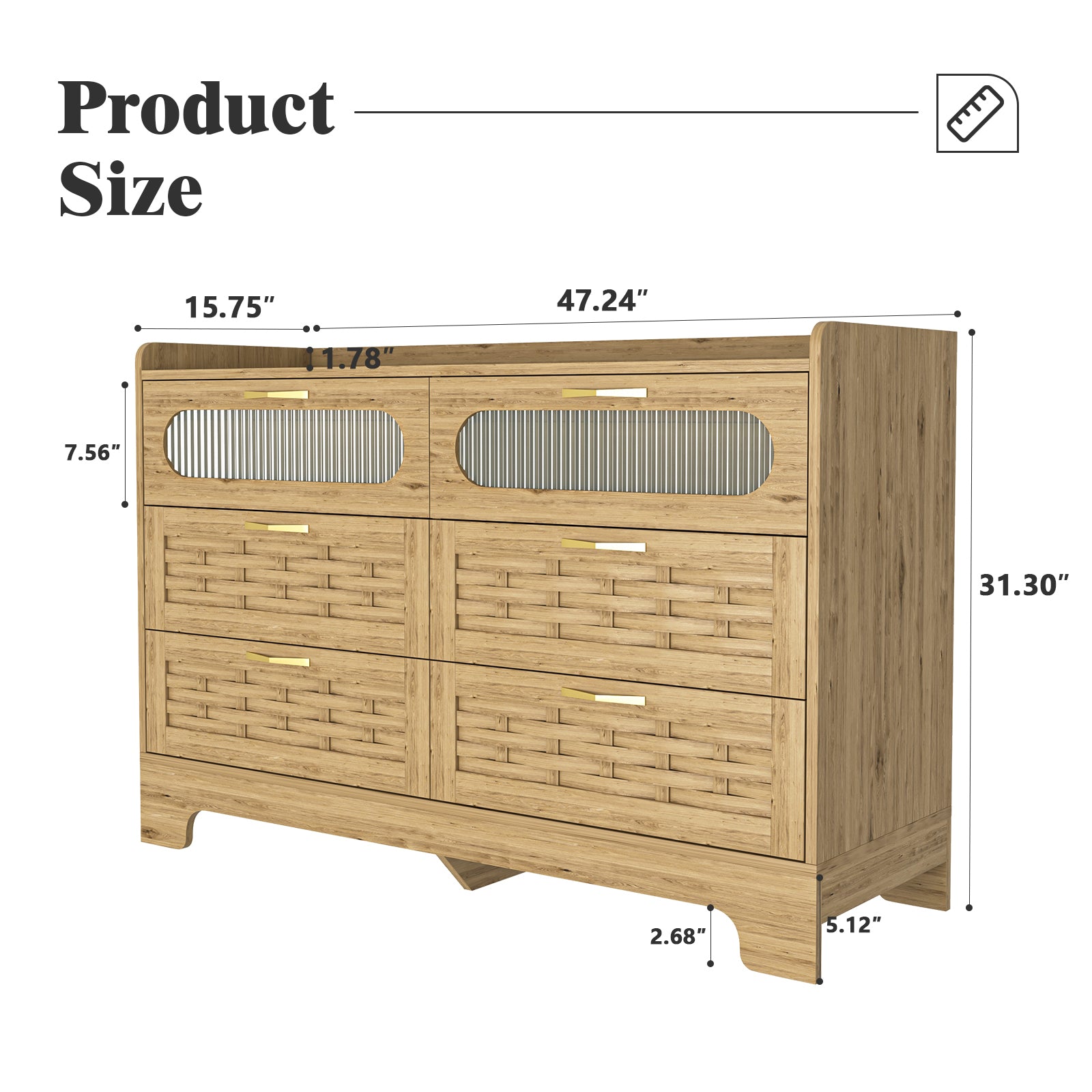 Wood 6 Drawer Dresser for Bedroom, Large Double Dresser with Wide Drawers, Modern Chest of Drawers,Storage Organizer Dresser,Nursery Dresser,for Living Room, Hallway, Bedroom, Kids Bedroom - Grand Goldman Shop