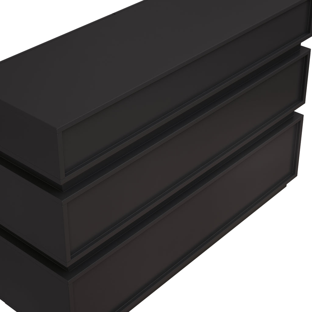 Minimalist Modern 6 Drawer Dresser in Black, Handle-Free Design with Wide Storage, MDF Construction, 43.31 x 15.75 x 29.53 inches - Grand Goldman Shop