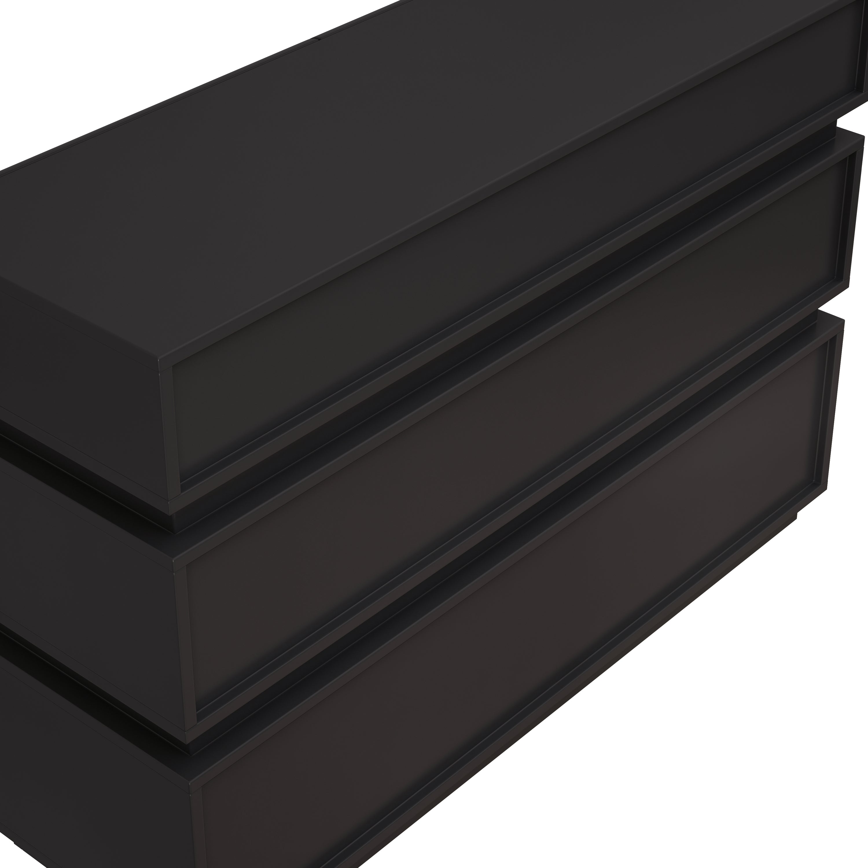 Minimalist Modern 6 Drawer Dresser in Black, Handle-Free Design with Wide Storage, MDF Construction, 43.31 x 15.75 x 29.53 inches - Grand Goldman Shop