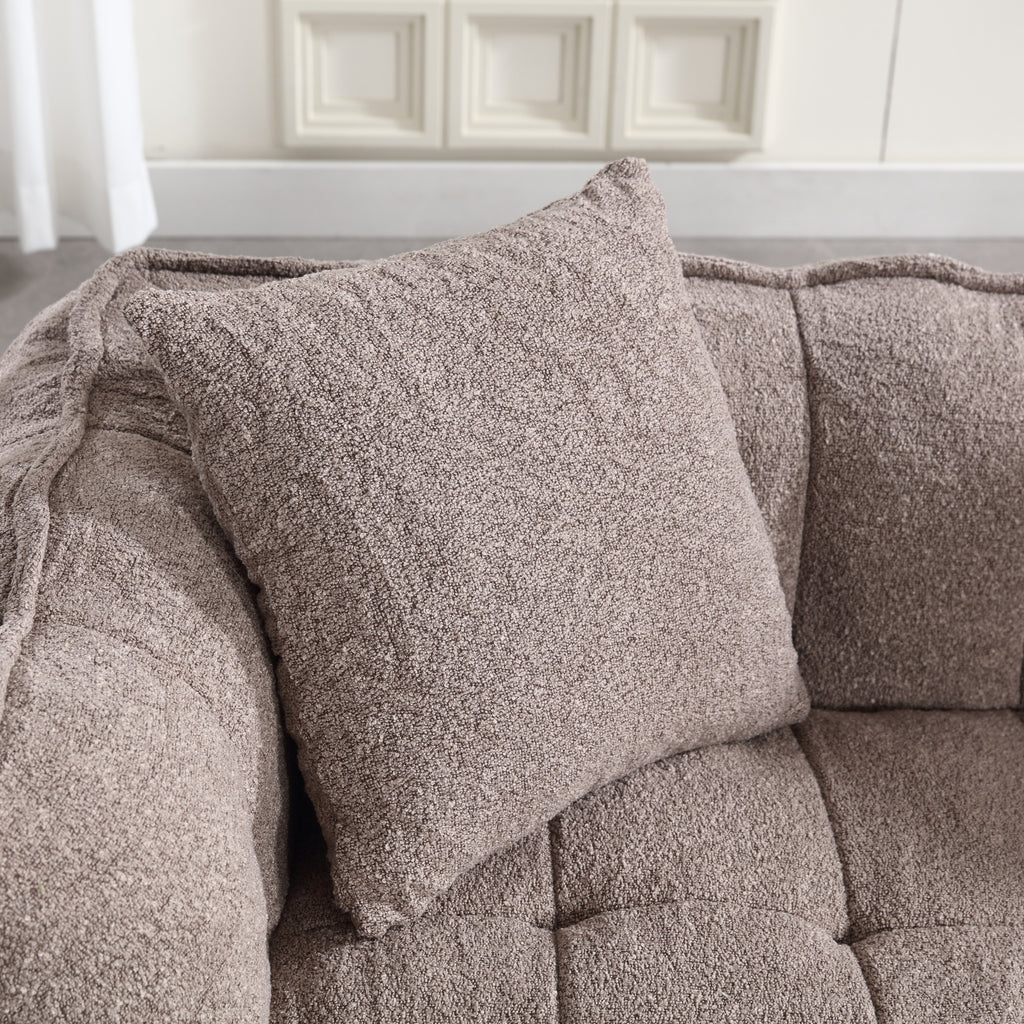 Cozy Beanbag Chair with High Resilience Foam Core for Two  -Brown Chenille, 66x35x25 inches - Grand Goldman Shop