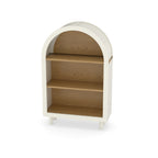 Arched Small Bookcase,Arched Storage Cabinet,Wooden Modern Arched Top Bookshelf with 3 Shelves,White with Woodgrain Shelves, 3-Tier Storage Shelf for Living Room, Bedroom, Entryway - Grand Goldman Shop