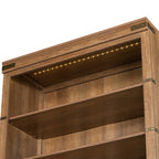 83.4'Tall Modern Bookshelf with Doors, Farmhouse Bookcase with 3-Tier Adjustable Shelves, Display Shelves with LED Light,Larg
