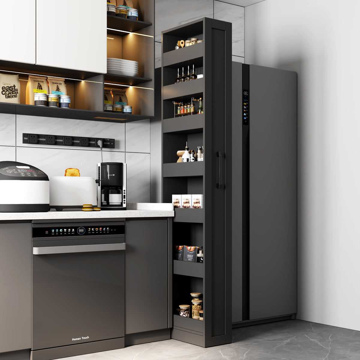 7 Tier multi-functional pull-out multi-tier storage Single-sided open shelf for Kitchen, Living Room & Narrow Spaces - Grand Goldman Shop