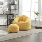Bedding Bean Bag Sofa Chair with High-Pressure Foam and Footrest, Yellow Microfiber - Grand Goldman Shop