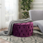 Modern Glam Ottoman Velvet Fuchsia 29.5-Inch - Grand Goldman Shop