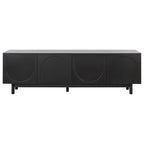 ON-TREND Graceful TV Stand with Arch Cabinets for TVs Up to 78'', Minimalist Entertainment Center with Solid Wood Legs, Practical Media Console with Adjustable Shelves for Living Room, Black - Grand Goldman Shop