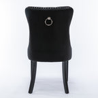 Nikki Collection Modern, High-end Tufted Solid Wood Contemporary Velvet Upholstered Dining Chair with Wood Legs Nailhead Trim 2-Pcs Set, Black, SW2001BK - Grand Goldman Shop