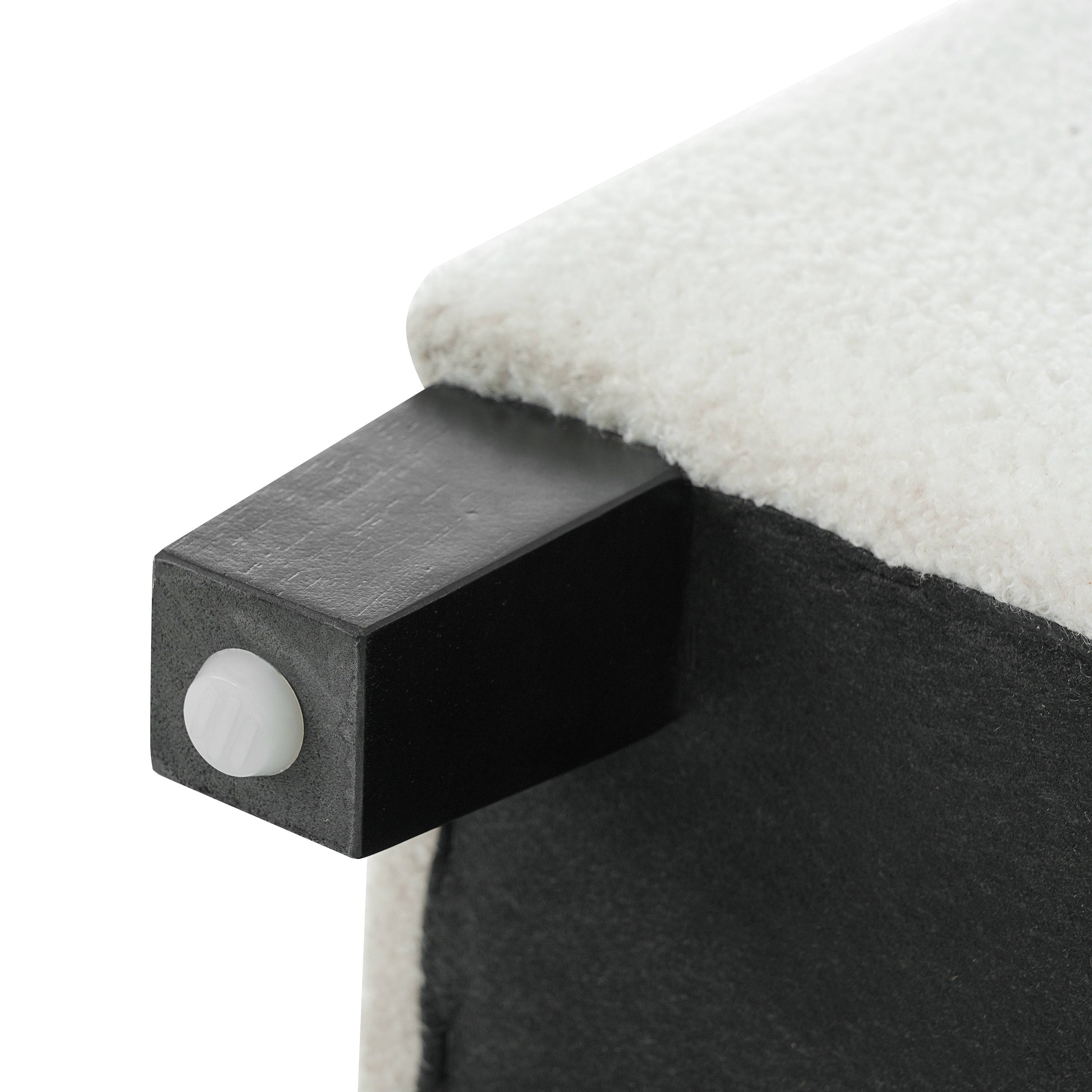 Ottoman Bench with Storage, White Boucle Surface, Rubber Wood Legs, 300 lbs Capacity - Grand Goldman Shop