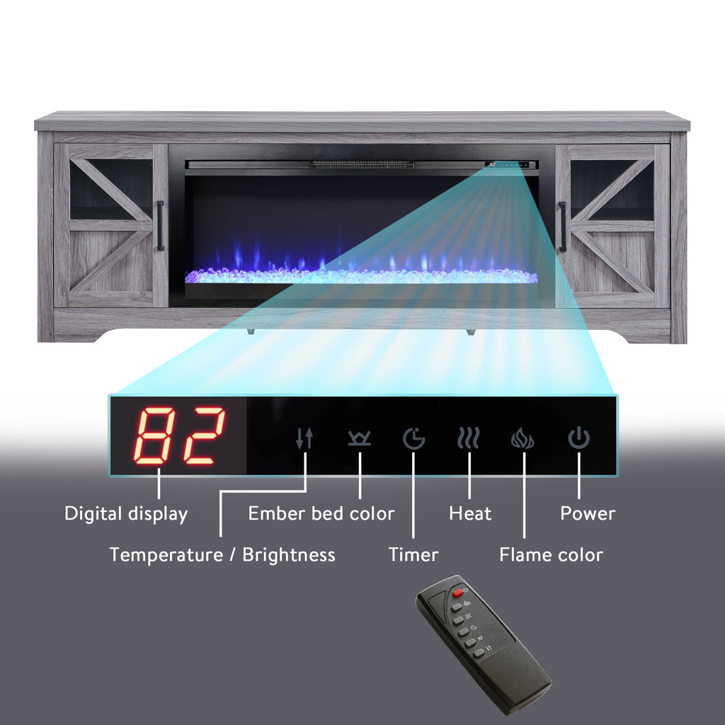 75' Fireplace TV Stand for TVs up to 80',with 44' Electric Fireplace - Grand Goldman Shop