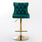 A&A Furniture,Golden Swivel Velvet Barstools Adjusatble Seat Height from 25-33 Inch, Modern Upholstered Bar Stools with Backs Comfortable Tufted for Home Pub and Kitchen Island（Green,Set of 2） - Grand Goldman Shop