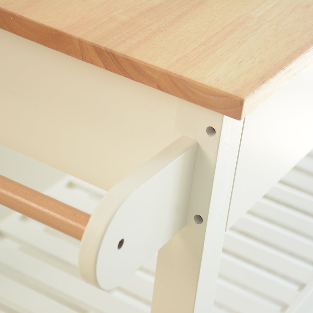 Kitchen Island & Kitchen Cart, Rubber Wood Top, Mobile Kitchen Island with Two Lockable Wheels, Simple Design for Easy Storing and Fetching, Two Drawers Give Unique Storage for Special Utensil. - Grand Goldman Shop