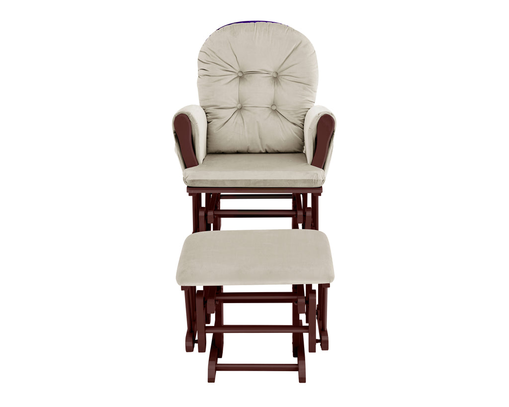 Mason Glider and Ottoman Espresso Wood and Beige Fabric - Grand Goldman Shop